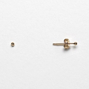 14k Tiny Gold Dot Stud Earrings - Handmade Dainty Gold Earrings - Size 1.5mm, 2mm Gold Studs - Minimalist Jewelry for Sensitive Ears