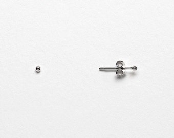 Tiny Dot Stud Earrings 14k White Gold - Tiny Gold Studs for Everyday - 1.5mm Dot Earrings - Second Hole Earrings - Unisex Stud earrings