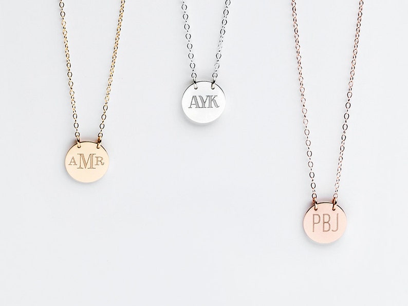 Caitlyn Monogram Initial Necklace, Dainty Three Letter Charm Stylized, Etsy's Pick Jewelry Gift For Minimalist image 1