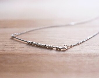 Minimalist Bar Necklace with OOAK Tiny Faceted Beads