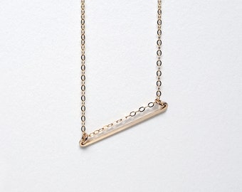 Simple Bar Necklace - 14k Gold Filled, Rose Gold or Sterling Silver Layering Necklace