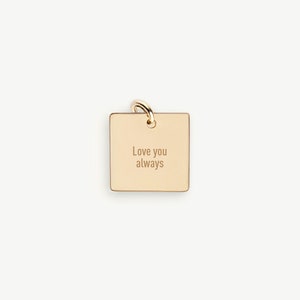 Speak Your Mind Gold Charm, Custom Message Charm, Personalized Square Pendant, Gift For Her