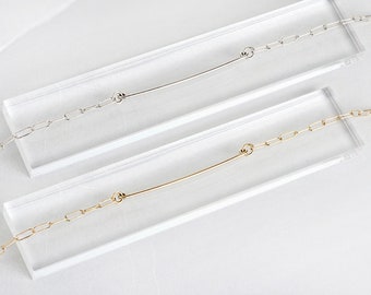 Dainty Minimal Bar Link Bracelet, Gold or Silver Paperclip Chain Bracelet for Layering