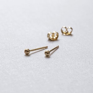 Tiny Gold Studs Set of Two Pairs 14k Gold Filled 1.5mm Dot Earrings image 2