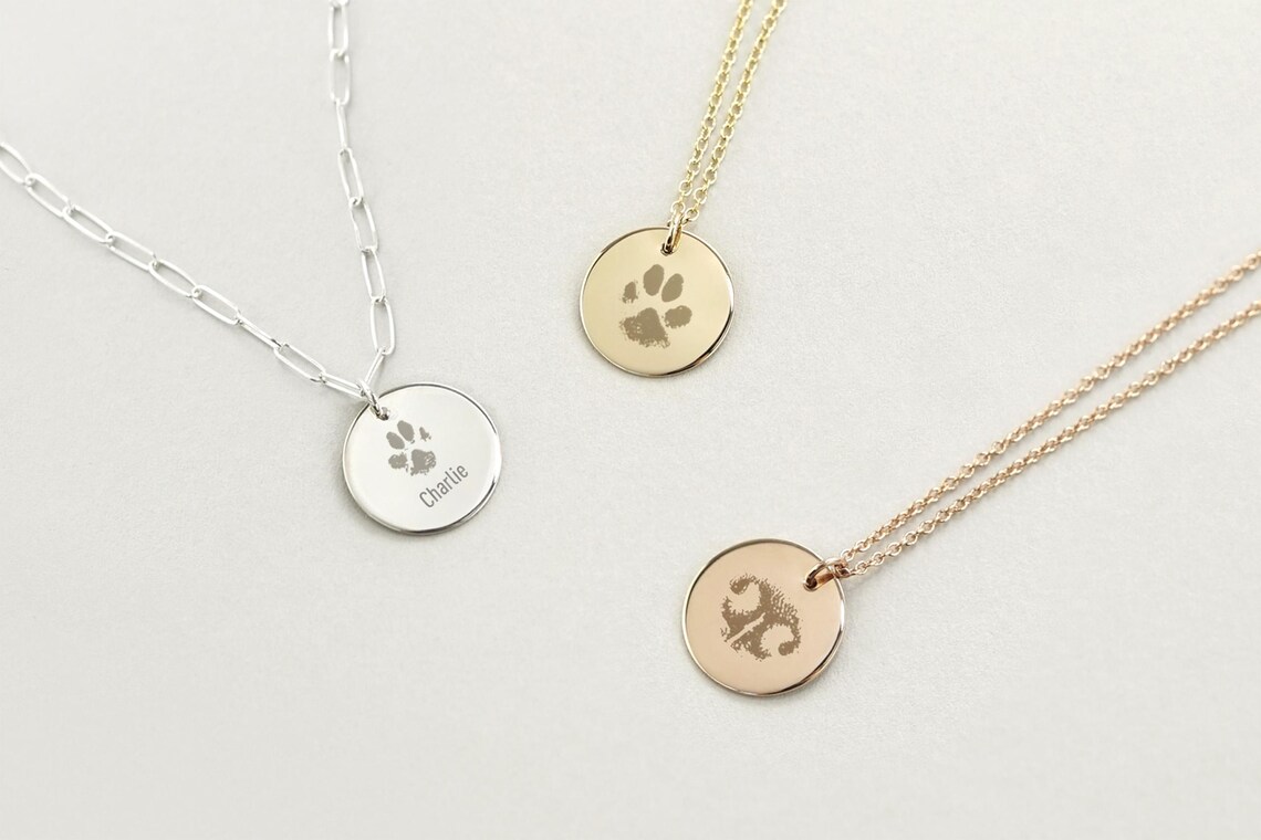 Custom Paw Print Necklace, Pet Memorial Jewelry Personalized | the ...