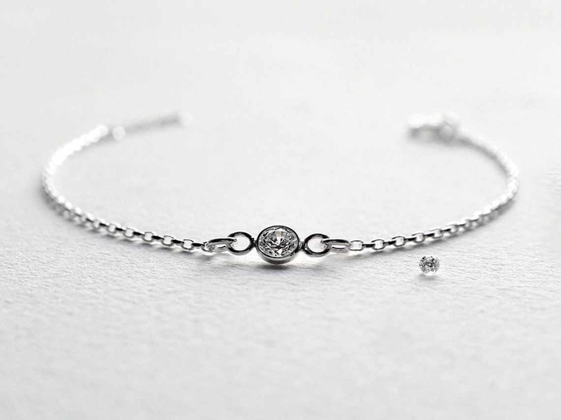 Sterling Silver CZ Diamond Bracelet Sparkling Clear CZ or Etsy