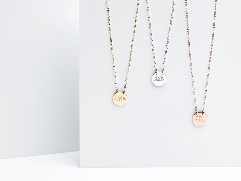 Caitlyn Monogram Initial Necklace, Dainty Three Letter Charm Stylized, Etsy's Pick Jewelry Gift For Minimalist image 2