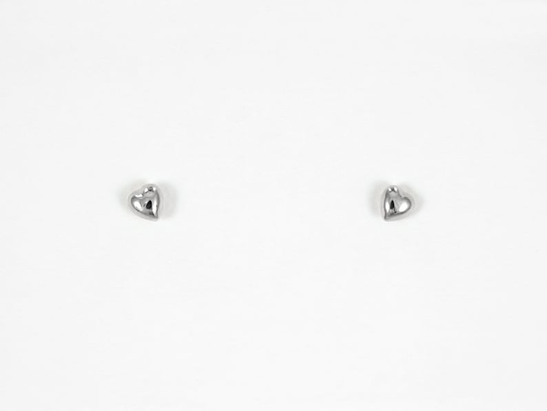Tiny Heart Stud Earrings Solid White Gold Heart Studs Mini Heart Studs Best Gift For Her Minimalist Everyday Jewelry LITTIONARY