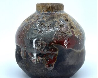 Anagama Black Copper Cone 13 Stoneware Vase