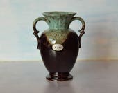 Vintage vase, Amphora, ceramic vase, flower vase, German pottery, brown turquoise S G