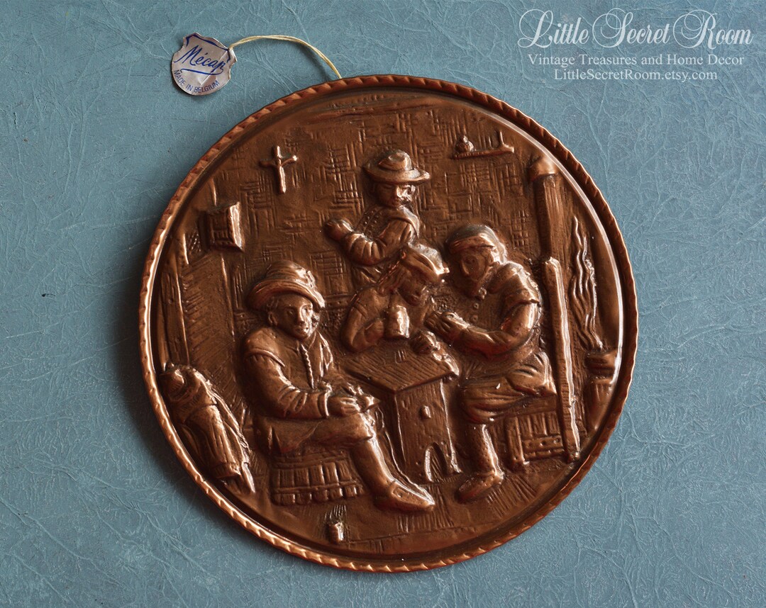 Vintage Decorative Copper Plate, Wallhanging Decorative Plate With