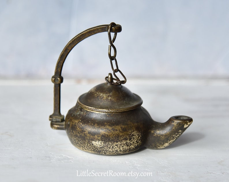 Vintage French Oil Lamp Brass Country Cottage Pot Table Lamp Etsy