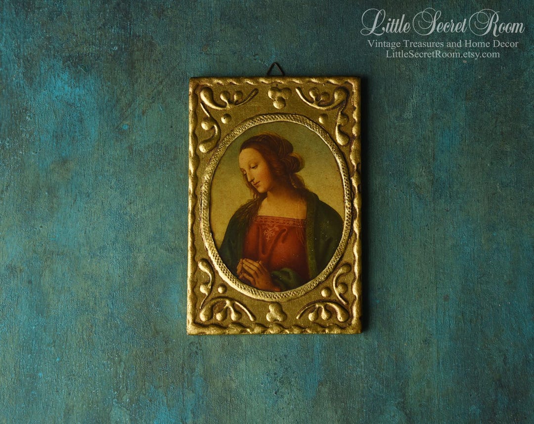 Vintage Florentine Madonna Plaque - Gold Gilt Wood, Italian Gilt Gesso ...
