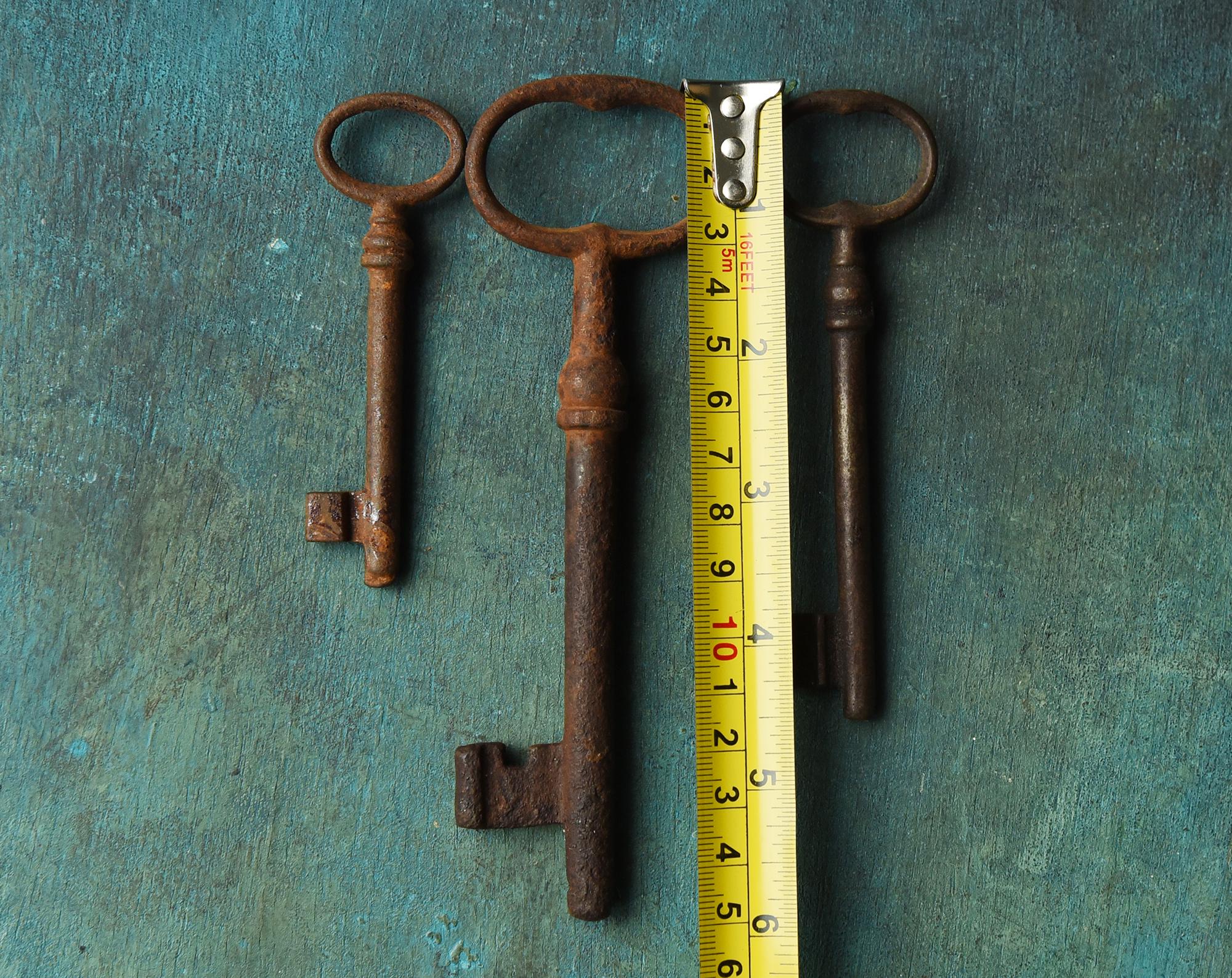 Set of 3 Vintage Skeleton Keys, Antique Rusted Keys With Patina, Old ...