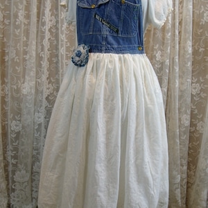 Salopette upcycled, dress-jumper, taille petite, recyclée