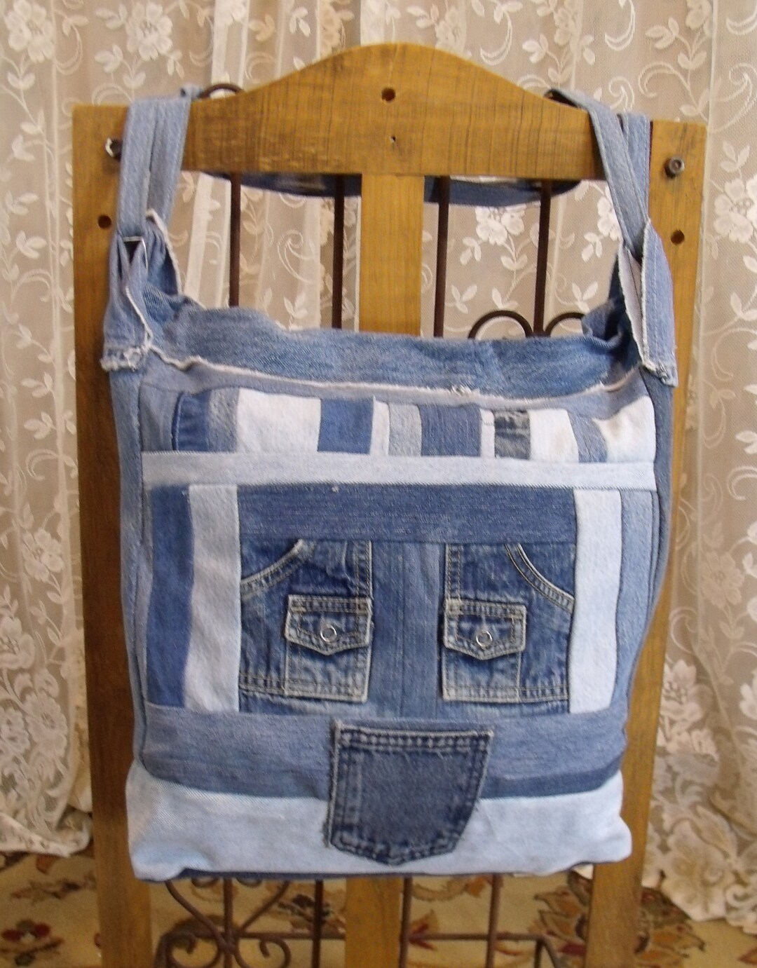 Recycled Jeans Hobo Bag Crossbody Tote Overnight Bag - Etsy