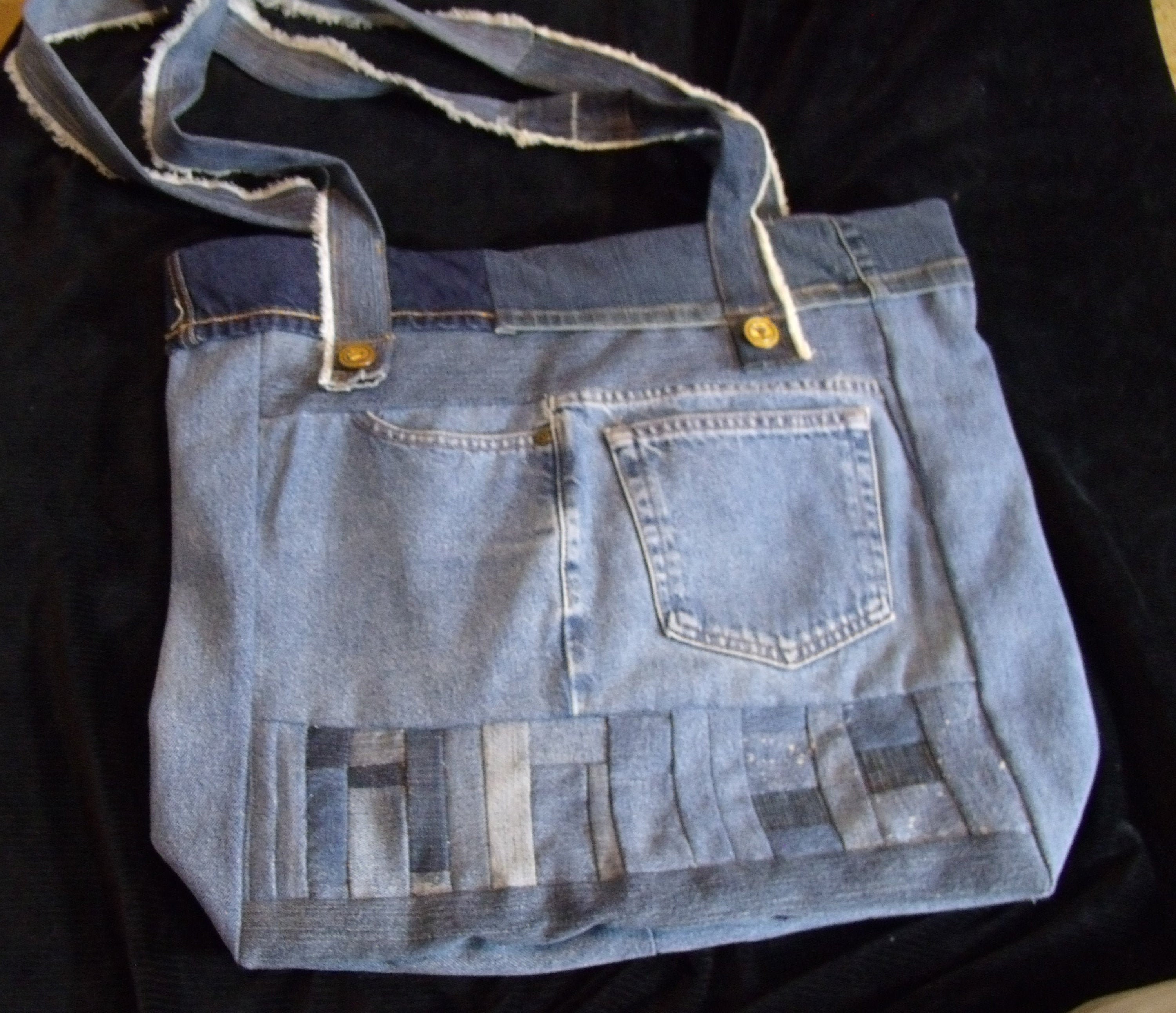 Recycled Denim Bag Patchwork 17x 16x 5 - Etsy