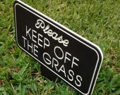 Prodbuy Vintage Gusseisenschild 'Please Keep Off The Grass' – Schwarz/weiß, Freistehend, 24,8x14-28,5 Cm