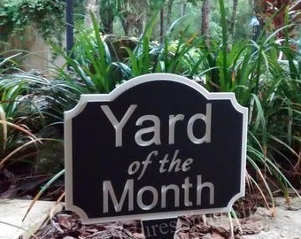 Césped del mes, Letrero de jardín del mes, Jardín del mes, Letrero de jardín del mes, Letrero de jardín del vecindario, Letrero de jardín comunitario, Letrero de césped