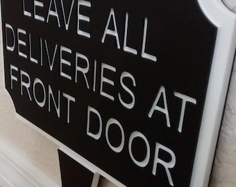 Panneau Veuillez laisser les colis à la porte d'entrée, Panneau « Laisser toutes les livraisons à la porte d'entrée », Panneau d'entreprise, Panneau de bureau, Panneau de flèche directionnelle, Entrée