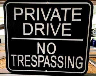 Allée privée, interdiction d'accès, enseigne extérieure gravée, plaque d'avertissement résistante aux intempéries, présentoir mural personnalisé pour relevés commerciaux
