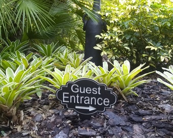 Señal de entrada para huéspedes, Cuarto de huéspedes de la suite de bienvenida, Habitación de huéspedes de Airbnb, Alojamiento y desayuno en la cabaña, Entrada a la suite de huéspedes, Placa de puerta de pared, Casa