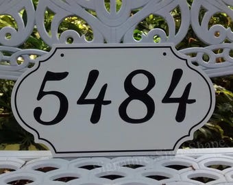 Placa de número de casa, número de casa, placa de dirección, número de casa horizontal, letrero de dirección para jardín, letrero de número de casa, estaca para números de casa, letreros