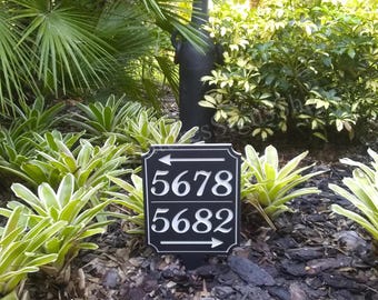 Multiple Address Stake with Arrow, Shared Driveway, Directional Address Engraved Sign, Personalized Sign, Weather Proof Sign, Custom Address