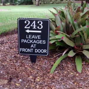 Please Leave Packages at Front Door Sign, Leave all Deliveries at Front Door Sign, Business Sign, Office Sign, Directional Arrow Sign, Entry