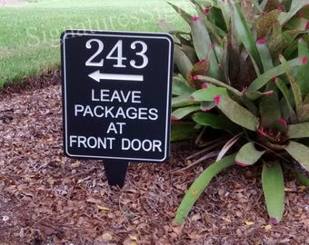 Please Leave Packages at Front Door Sign, Leave all Deliveries at Front Door Sign, Business Sign, Office Sign, Directional Arrow Sign, Entry
