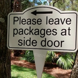 Please Leave Packages at Front Door Sign, Leave all Deliveries at Front Door Sign, Business Sign, Office Sign, Directional Arrow Sign, Entry