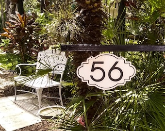 Modern Hanging House Number Sign, Custom Address Plaque, Double Sided.