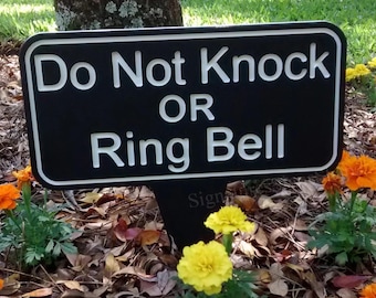 Do Not Knock or Ring Doorbell Sign, Do Not Knock Sign, Do Not Ring Door Bell Sign, Do not Disturb Sign, Sleeping Baby Sign, No Soliciting