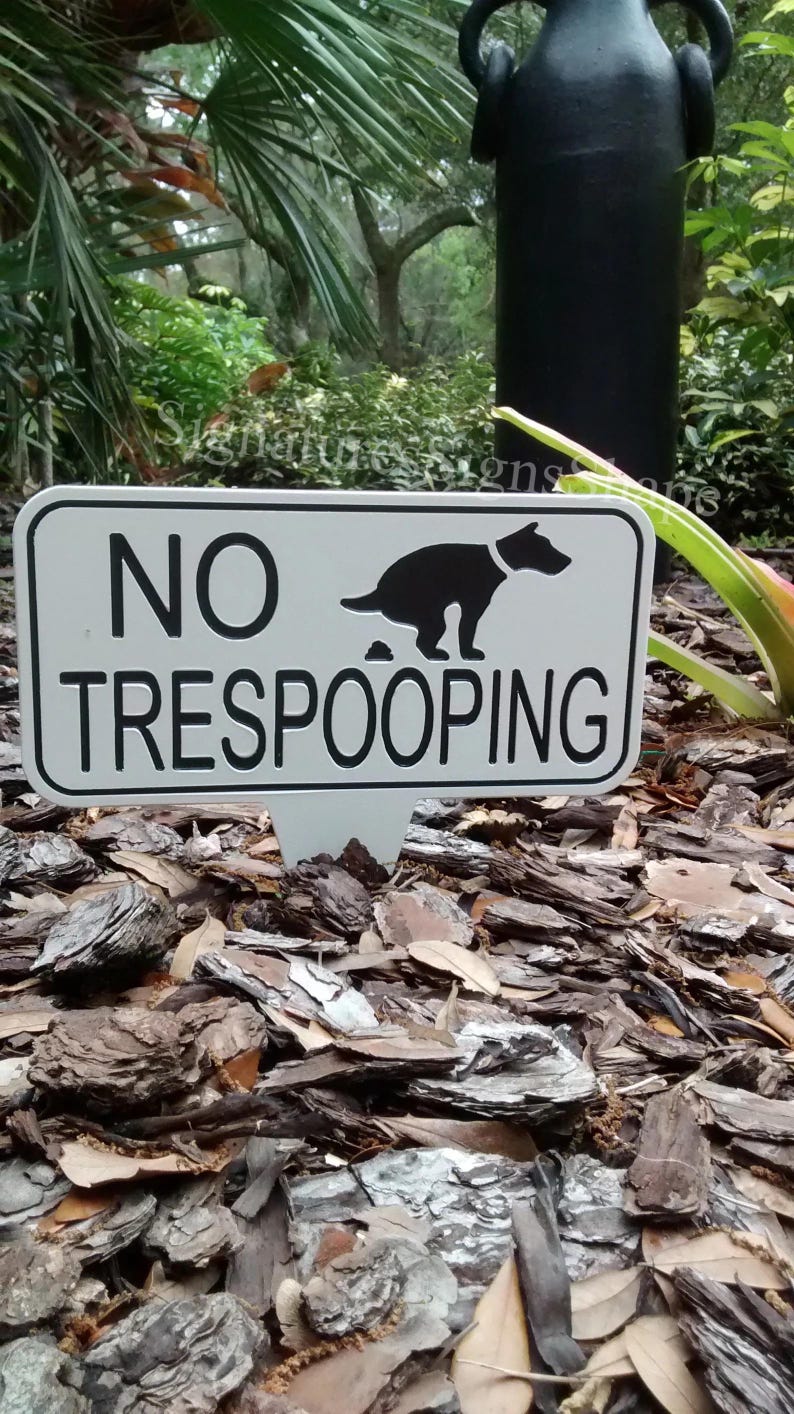 No Trespooping Dog Yard Sign, No Pooping Lawn Sign, No Dogs Allowed. image 1