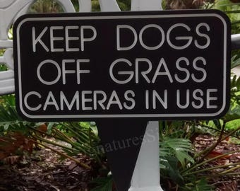Señal de excremento de perro, Señal de perro, Controle a su perro, Por favor, limpie los desechos de su mascota, Señal de limpie los desechos de su perro, Mantenga a los perros fuera del césped, Cámaras en uso.
