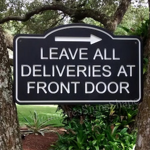 Please Leave Packages at Side Door, Custom Delivery Sign, Leave all Packages at Back Door, Outdoor Directional Delivery Arrow Porch Sign.