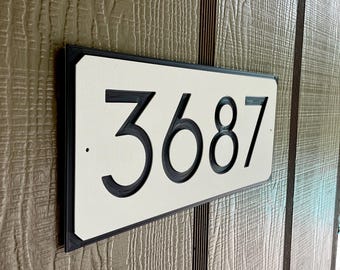 Placa de número de casa moderna, letrero de dirección contemporáneo, señalización grabada resistente a la intemperie, números de apartamento personalizados, dirección residencial, duradera