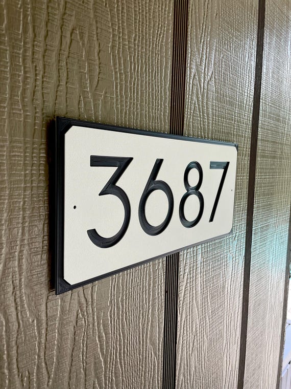 Modern House Number Plaque, Address Sign Contemporary, Weatherproof Engraved Signage, Personalized Apartment Numbers, Home Address, Durable