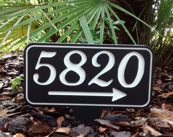 Custom Address Yard Sign with Arrow, Personalized House Numbers Lawn Sign, Directional Plaque.