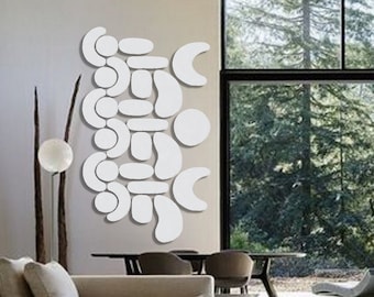 by ShieldsandBronne Stone finish wall sculpture modern minimalist multi panel relief 3d wall art