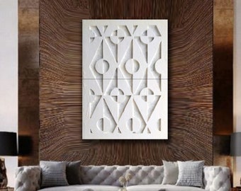 By ShieldsandBronne Stone finish wall sculpture modern minimalist relief 3d wall art