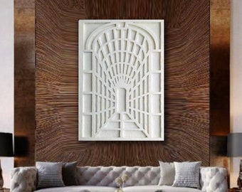 By ShieldsandBronne Stone finish wall sculpture modern minimalist relief 3d wall art