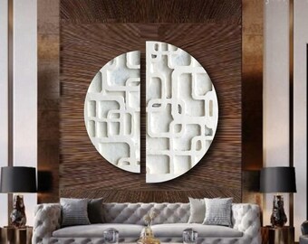 By ShieldsandBronne Stone finish wall sculpture modern minimalist relief 3d wall art