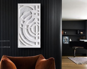 By ShieldsandBronne Stone finish wall sculpture modern minimalist relief 3d wall art