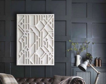 By ShieldsandBronne Stone finish wall sculpture modern minimalist relief 3d wall art