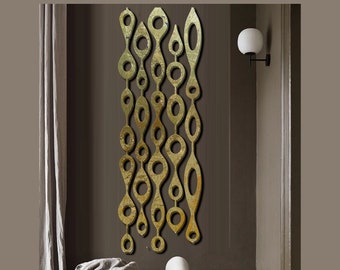 by ShieldsandBronne Stone finish wall sculpture mid century modern minimalist multi panel relief 3d wall art