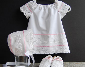 CROCHET PATTERN Christening gown dress Baby ensemble bonnet bootees occasion 226