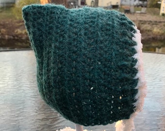 Gorro de duendecillo de alpaca a crochet: gorro de duendecillo del bosque, 0-3 meses