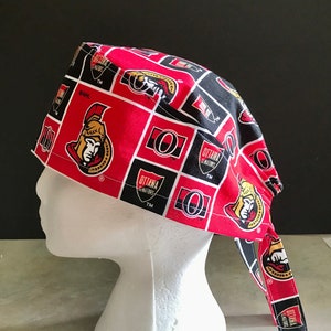 Ottawa Senators Unisex Surgical Scrub Cap, Doctor&#39;s Hat, Nurse&#39;s Hat, Sens Scrub Cap, Cook&#39;s Cap, Mens or Womens Scrub Cap, Dental Cap