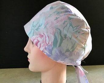 Floral Scrub Cap: Upcycled Cotton Blend, Nurse, Chemo, or Cook Hat